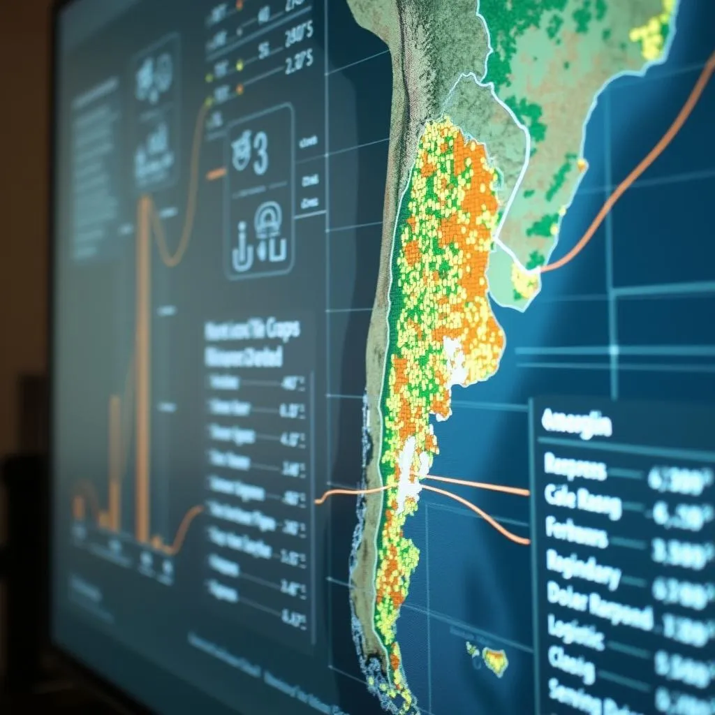 Mapa digital interactivo de cultivos en pantalla