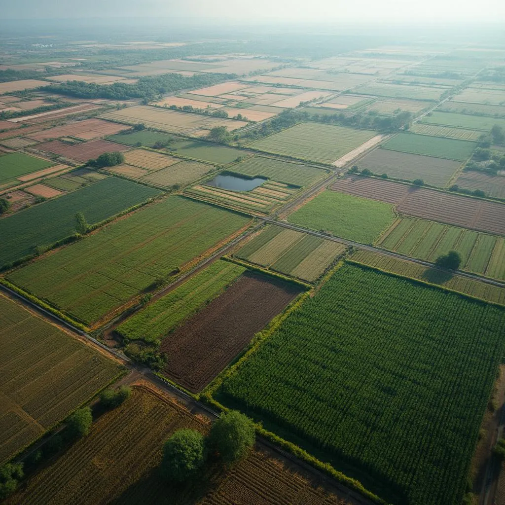 Vista aérea de campos argentinos diversificados